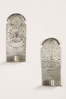 Pair of Tin Candle Sconces, Late 19th Century