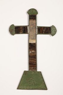 Tin Cross with Painted Panels, ca. 1890