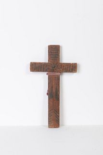 Wooden Cross with Painted Design, 19th Century