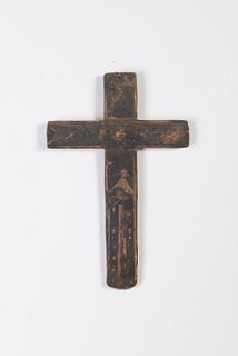Wood Cross with Straw Overlay, 19th Century