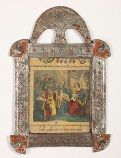 Two Tin Frames with Devotional Prints