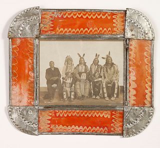 Tin Frame with Silver Gelatin Print, ca. 1900