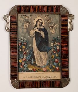 Tin Frame with Devotional Print, ca. 1915