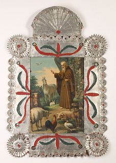 Large Tin Frame with Devotional Print
, ca. 1870