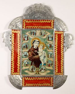 Tin Frame with Devotional Print, ca. 1885