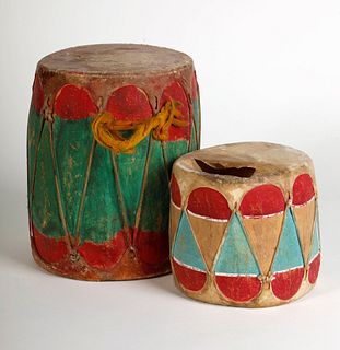 Cochiti, Two Painted Drums, ca. 1950
