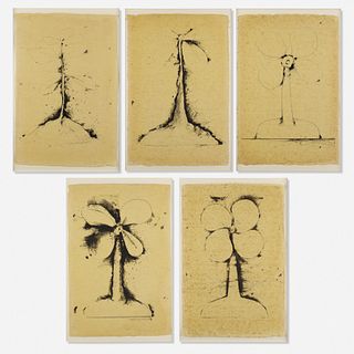 Jim Dine, Lithographs of the Sculpture: The Plant Becomes a Fan (five works)
