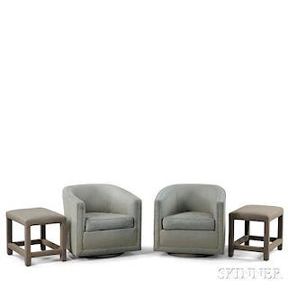 Pair of Lounge Chairs and Stools
