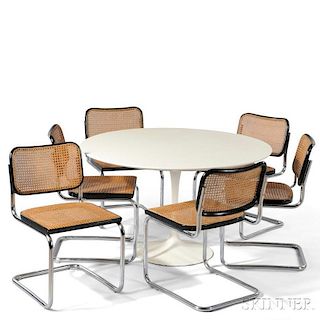 Saarinen Dining Table and Six Marcel Breuer Chairs