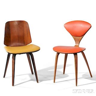 Two Norman Cherner Plycraft Side Chairs