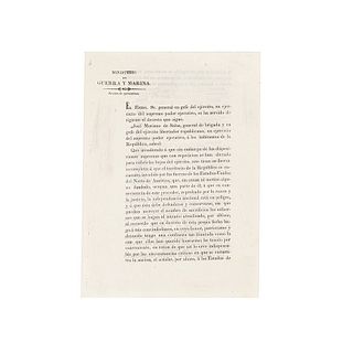 Salas, José Mariano de - Almonte, Juan Nepomuceno. Circular sobre Reclutamiento del Ejército por Bajas.México, 1846. Rúbrica de Almonte