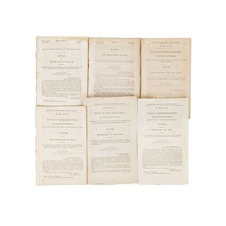 Cartas y Reportes del Secretario de Guerra Estadounidense sobre la Fuerza Militar durante la Guerra con México. 1848 - 1850. Pieces: 6.