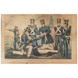 Death of Col. Clay. 1847. Color lithograph, 9.4 x 14.1" (24 x 36 cm). Framed.