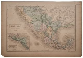 Adam & Charles, Black. Mexico, California & Texas. Edinburgh, 1851. Colored map, 10.2 x 14.7" (26 x 37.5 cm)