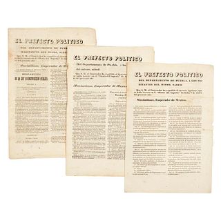 Peón, Alonso Manuel. Decrees Inserted in "Diario del Imperio". México, 1866. Pieces: 3.