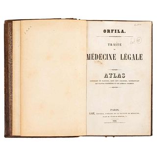 Orfila, Mathieu. Traité de Médecine Légale, Atlas. Paris: Labé, Éditeur, 1848. 26 sheets (7 in color).