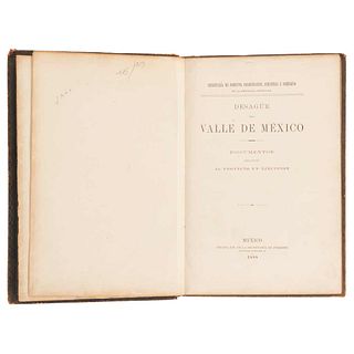 Rincón, Pedro. Desagüe del Valle de México Documentos relativos al Proyecto en Ejecución. México, 1888. Portrait, map, and profiles.