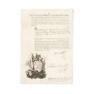Calleja, Felix María. Nombramiento de Capitán de Patriotas para Joseph María Náxera. México, July 24th, 1813.
