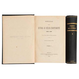 Bocanegra, José María. Memorias para la Historia de México Independiente 1822 - 1846. México, 1892. Pieces: 2.