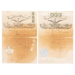 González, Manuel.  Nombramientos de Luis G. Rodríguez. Firmas. 1882 - 1883. Pieces: 2.