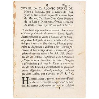 Núñez de Haro y Peralta, Alonso. Sobre Sermón de Fray Servando de Teresa y Mier. México, 1795. 8o. marquilla.