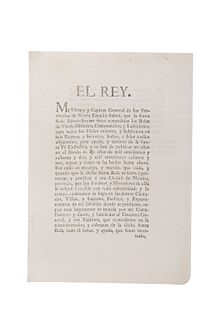 Cossio, Pedro Antonio de. Real Cédula para la Santa Bula del Bienio 1782 - 1783. México, December 8th, 1781. Signature.