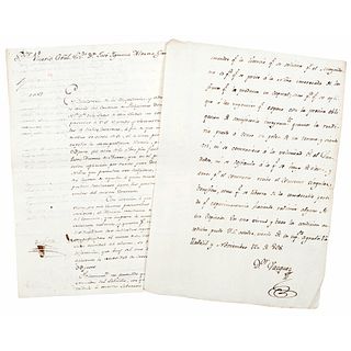 Berduzco, Rafael. Request and License for Dowry for Girl of Convento de Religiosas Dominicas de Pátzcuaro. Patzcuaro/ Valladolid, 1806