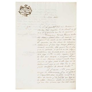 Bravo, Nicolás. Carta Dirigida al Ministro de la Guerra y Marina, José Joaquín de Herrera. Guanajuato, 1823. Signature of Nicolás Bravo.