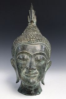 A Thai bronze bust of Buddha