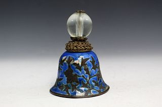 Chinese enamel bell with rock crystal ball.