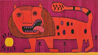 Mid-century Modern Lion Tapestry