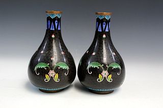 Pair of Chinese cloisonne vases.