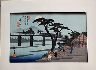 Japanese wood block print by Hiroshige.
