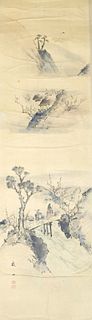 Antique Japanese water color and ink painting on paper.