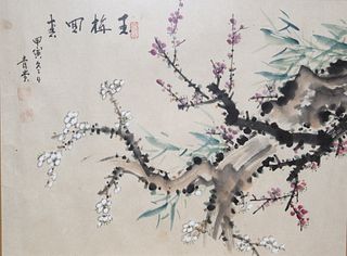 Chinese water color painting on paper. framed.