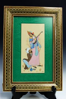 Indian painting, framed.