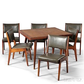 Early Jens Risom Dining Table and Six Chairs