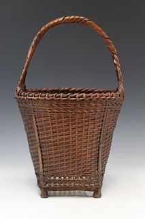 Vintage Japanese bamboo flower basket.