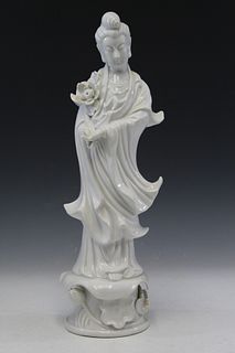 Chinese blanc de chine porcelain figure of a woman.