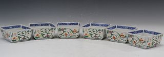 Six Japanese hand painted porcelain bowls.