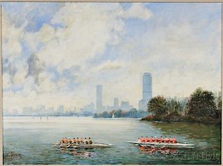 Curtis Rosser (American, 1927-2005)      Sculling on the Charles