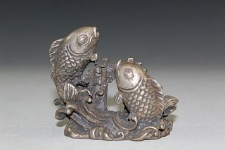 Chinese metal fish figurine.