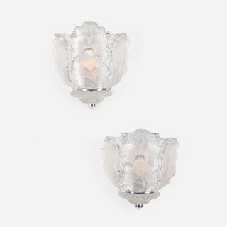 Lalique, Chêne sconces, pair