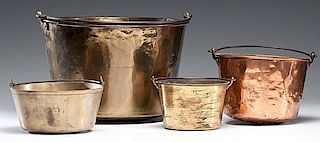 Group of Brass and Copper Buckets 