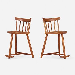 George Nakashima, Mira stools, pair