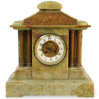 Green Onyx and Bronze Mantle Clock