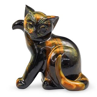 Chinese Carved Tigers Eye Cat Carving