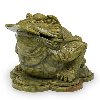 Large Light Green Jade Frog with Coin