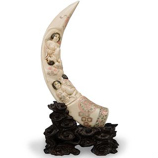 Japanese Bone Carved Erotic Horn