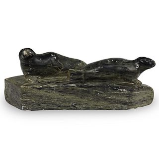 Signed Inuit Hand Carved Stone Figurine